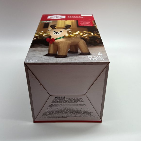 Holiday Time Airblown Inflatable Christmas Santa's Reindeer Light Up 4 Feet Tall - Picture 6 of 7